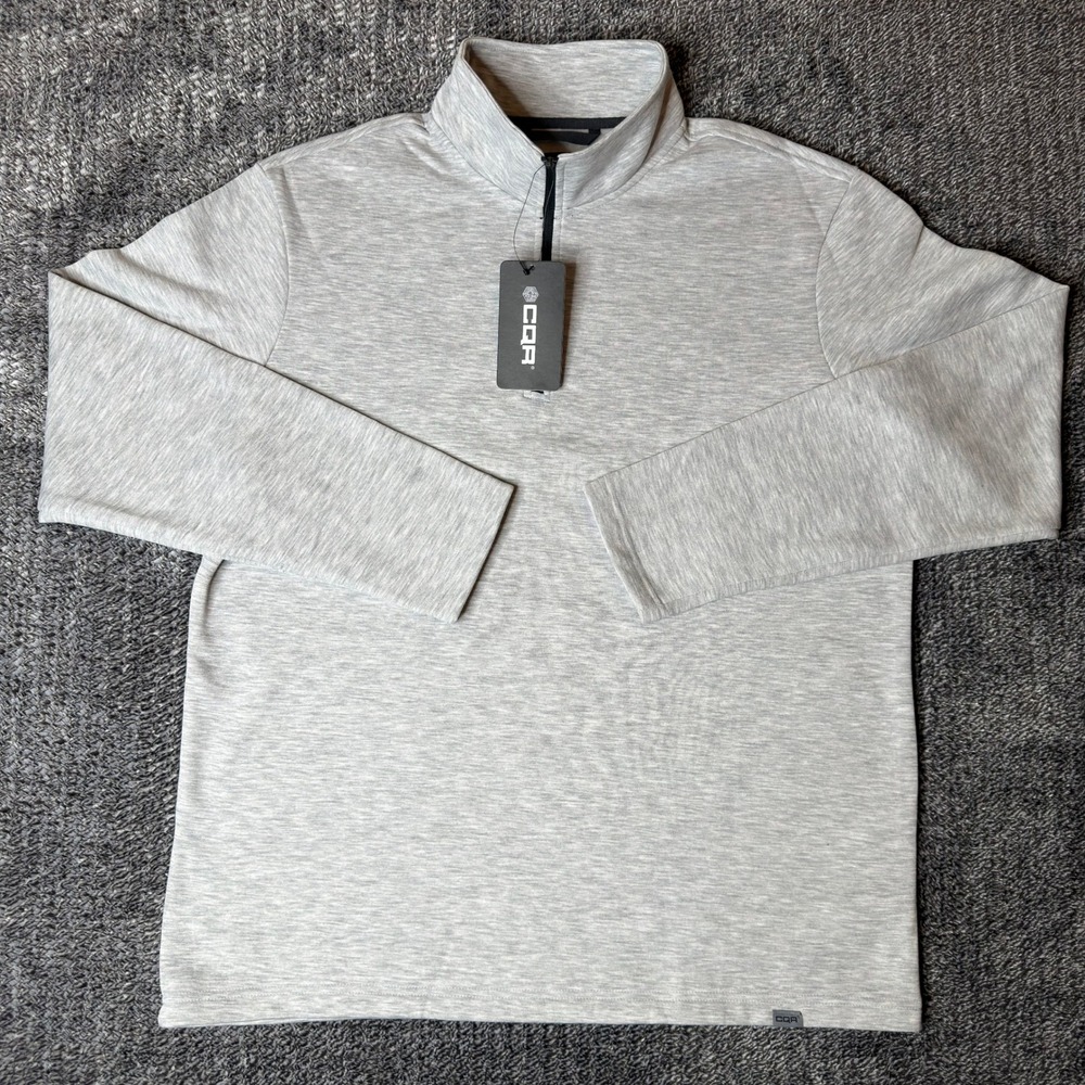 CQR Mens Quarter Zip Pullover Mock Neck Tactical Fleece Light Gray XL NWT